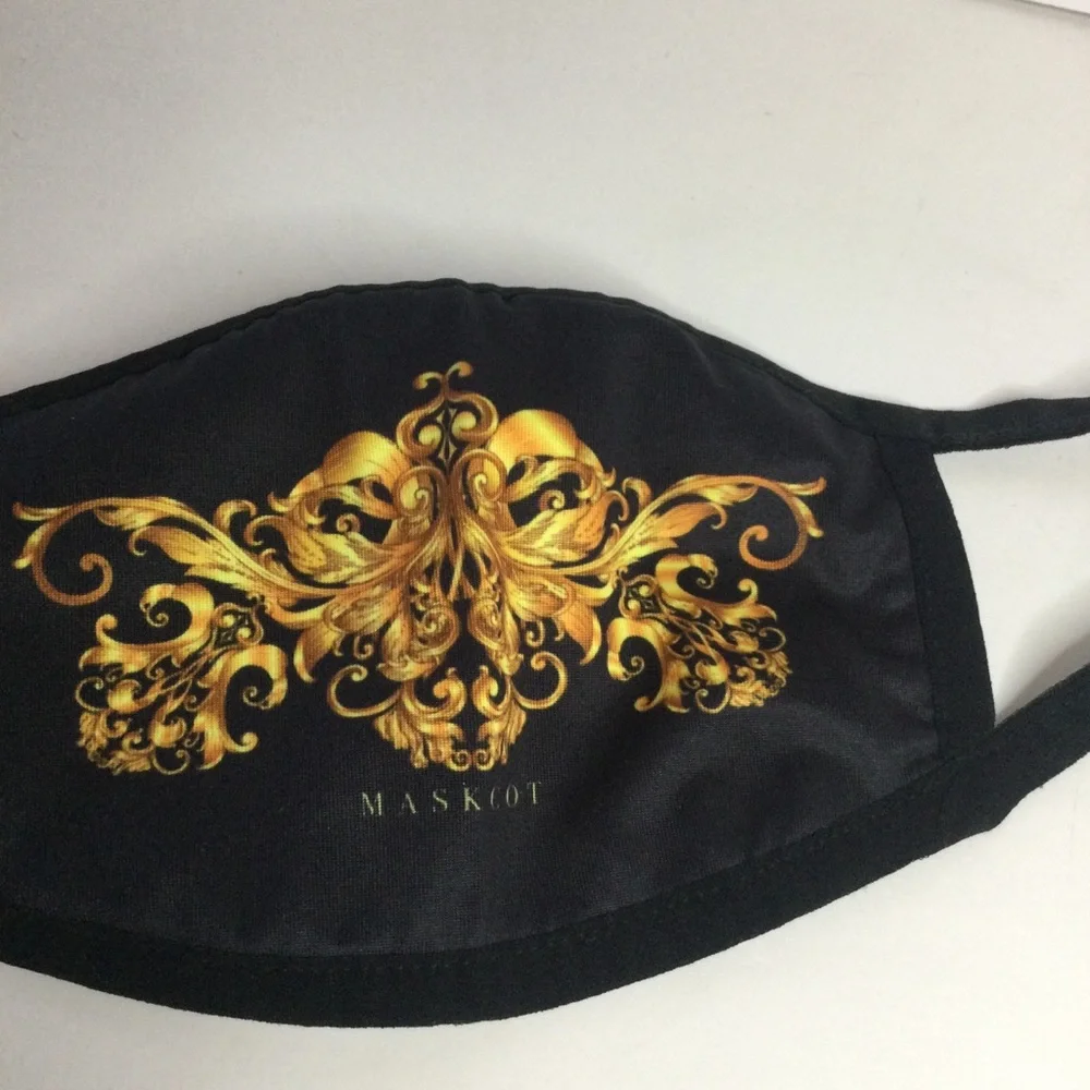 MASKOT FACE MASK BLACK BAROCCO GARGOYLE GOLD NWOT